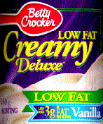 Betty Crocker Low Fat Creamy Deluxe Vanilla Frosting, OU, added 12Apr2000