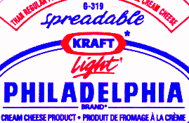 Kraft Light & Spreadable Philadelphia Cream Cheese, Montreal Kosher, added 21Apr2000